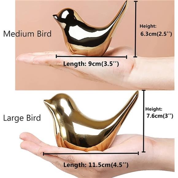 Small Birds Statues Gold Home Decor Modern Style Figurine Decorative Ornaments - Picture 3 of 7